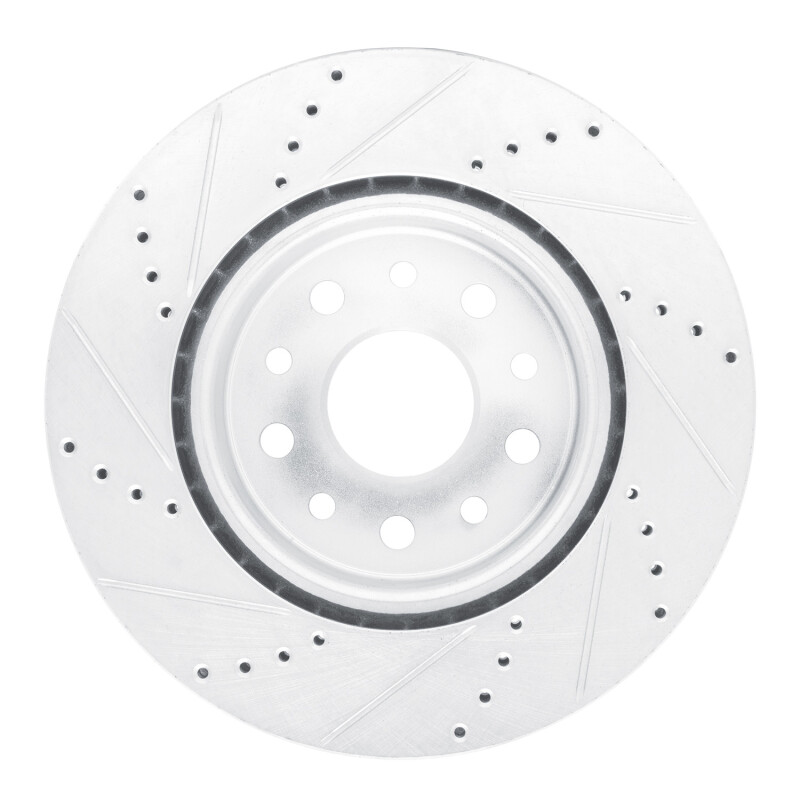 Jeep Grand Cherokee Brake Rotor (1) - Front Right - R1 Concepts - Drilled & Slotted - Silver - `22-`25